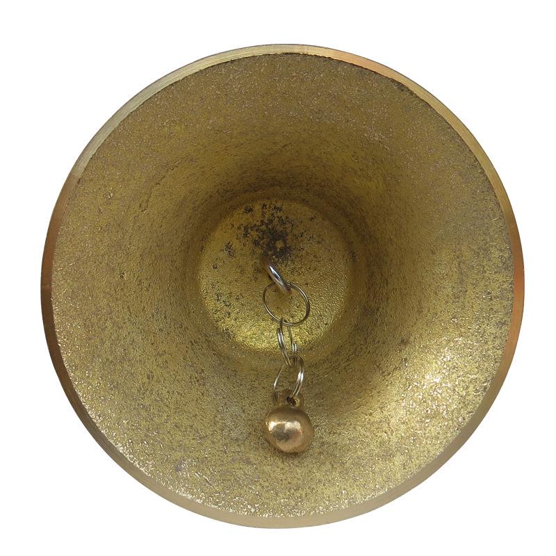 Cloche portative en cuivre de 14 cm avec manche en bois - Grand instrument de percussion pour Noël ou pour les animaux de compagnie