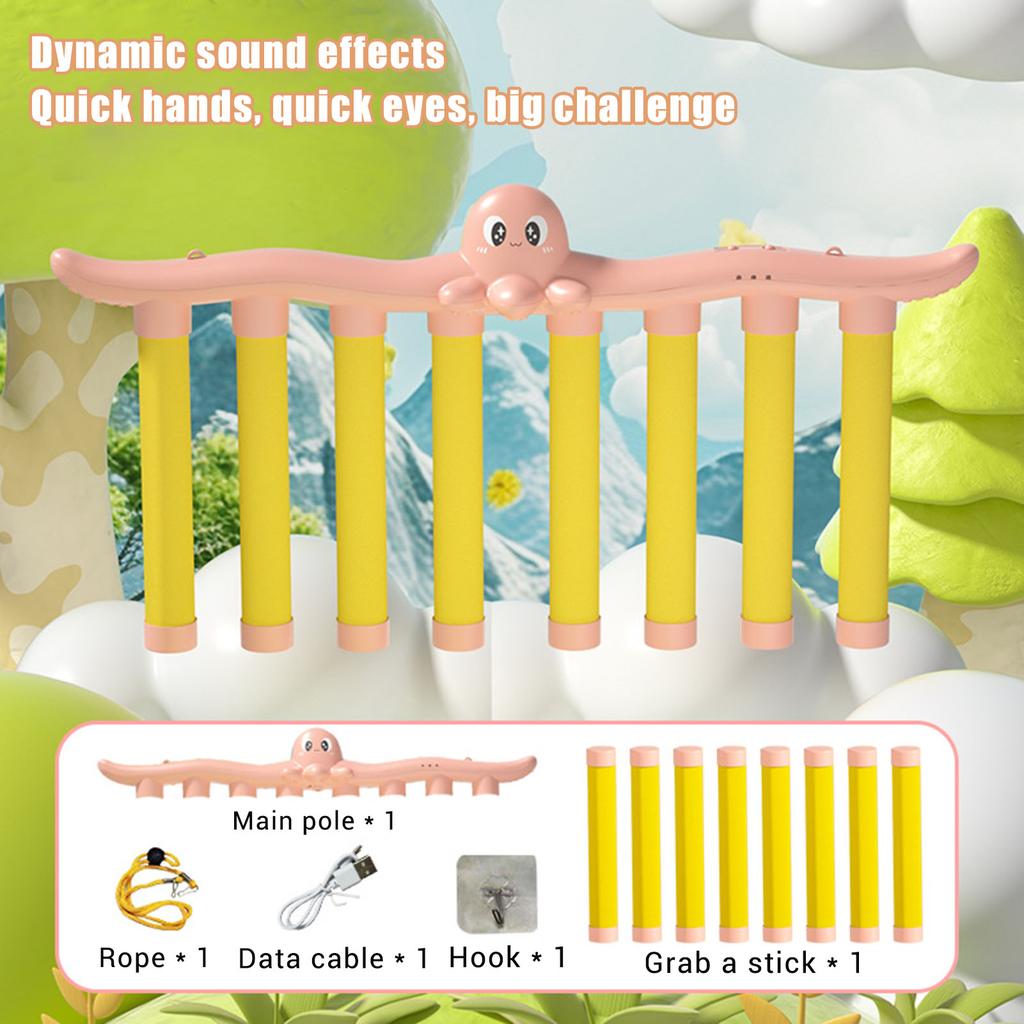 Cartoon Catching Sticks Sensory Toy 3 Level Falling Speed Adjustable Catching Sticks Fun Family Game Toy for Kid