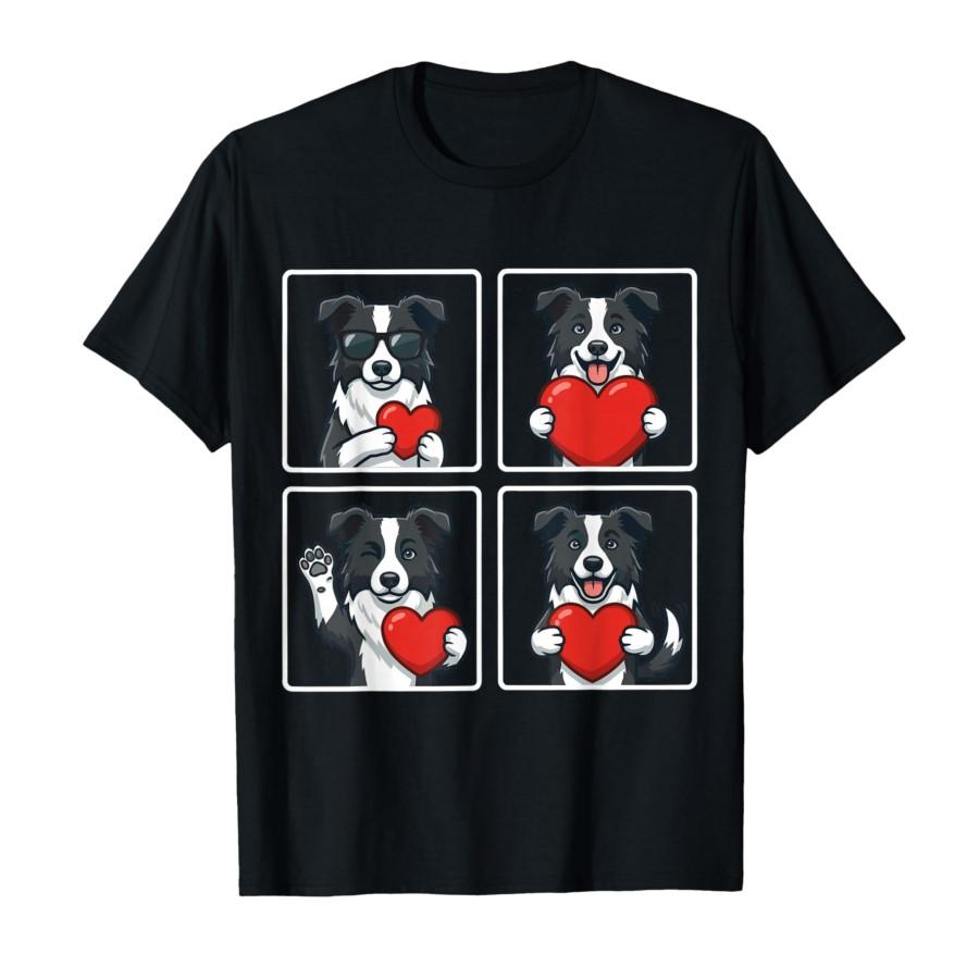 

Funny Border Collie Photobooth Dog Lover Valentines T-shirt For Men Women 100% Cotton T Shirts Short Sleeve Tops 0119-1 - Men... 5XL різнокольоровий