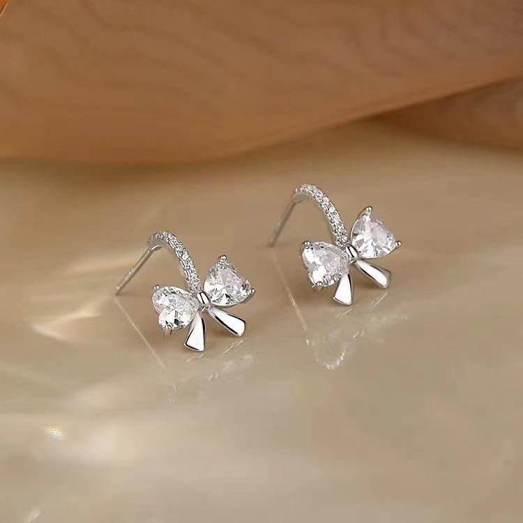 Letní kolekce 2024: Dámské vysoce kvalitní náušnice s mašlí ze sterlingového stříbra 925