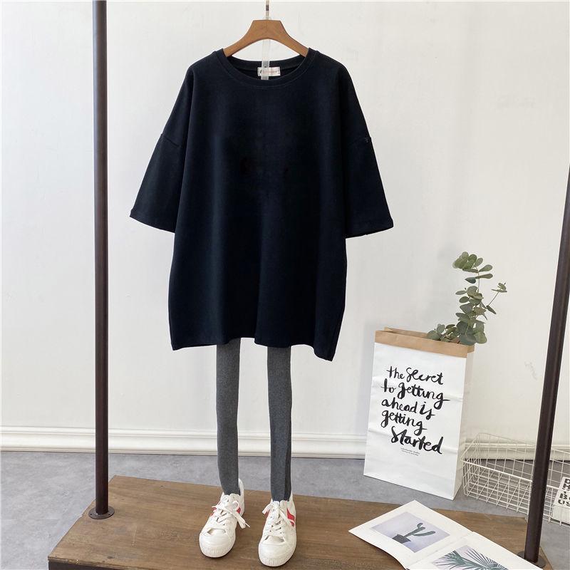 Korean Style Summer 2022 Loose Fit Nursing T-shirt for Pregnant Women - Short Sleeve, Mid-length, Plus Size, Trendy