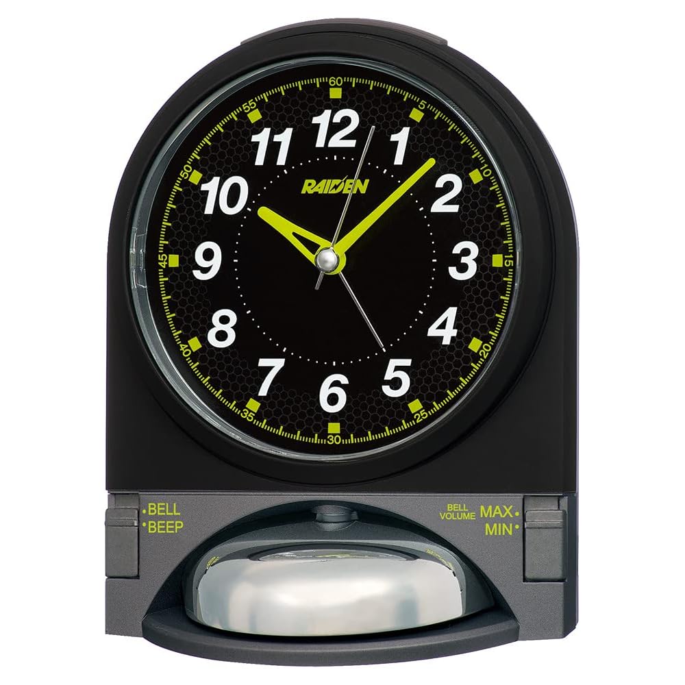 Seiko Clock Analog Alarm Clock, High Volume, Switchable Alarm, PYXIS RAIDEN, Black/Partial Gray Metallic, 144 x 115 x 114 mm, NR436J