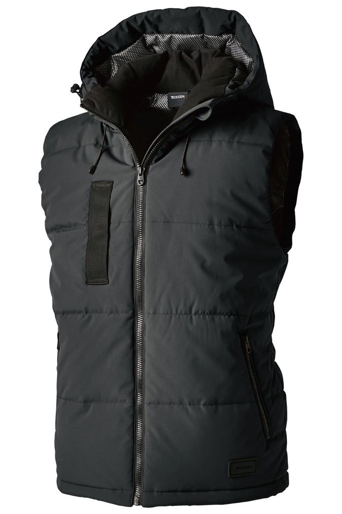 TS DESIGN Reflective Fiber Down Vest for Charcoal 1928 25 4L Autumn/Winter, Gray,