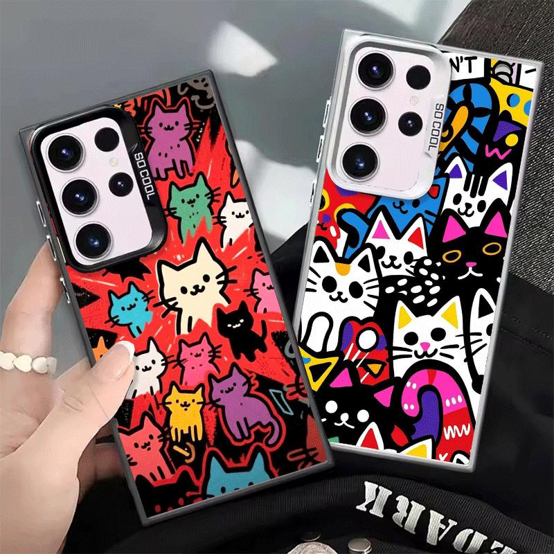 Cartoon Cute Cats Theme Shockproof Phone Case for Samsung Galaxy S26 Edge S25 Ultra S24 FE S23 Plus S21 Cover Anti Fall Fundas