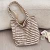 Simple Stripes Double Sided Back Faux Lamb Wool Women's Shoulder Bags Versatile Female Tote Bag Large Capacity Ladies Handbag