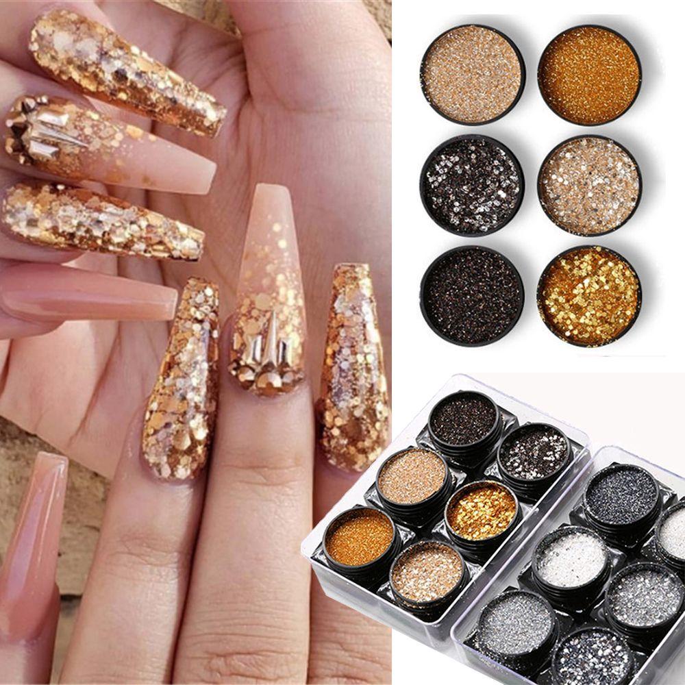 

Gold/Silver Shiny Holographic Nail Art Decor Nail Pigment Powder Nail Powder Nail Glitters Sequins серебряный