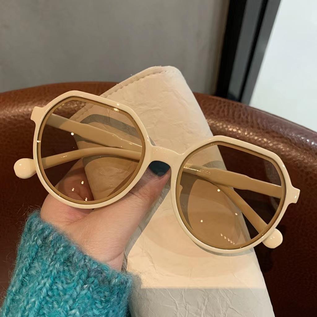 Trend Round Sunglasses Milk Tea White Sunglasses Glasses 7758 With