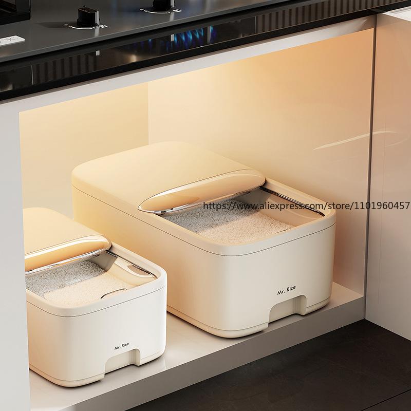 Premium Lebensmittelqualität Schiebedeckel Reisbehälter Luftdichter Aufbewahrungsbehälter Insektensicher Feuchtigkeitsdicht Organizer für Getreide Mehl