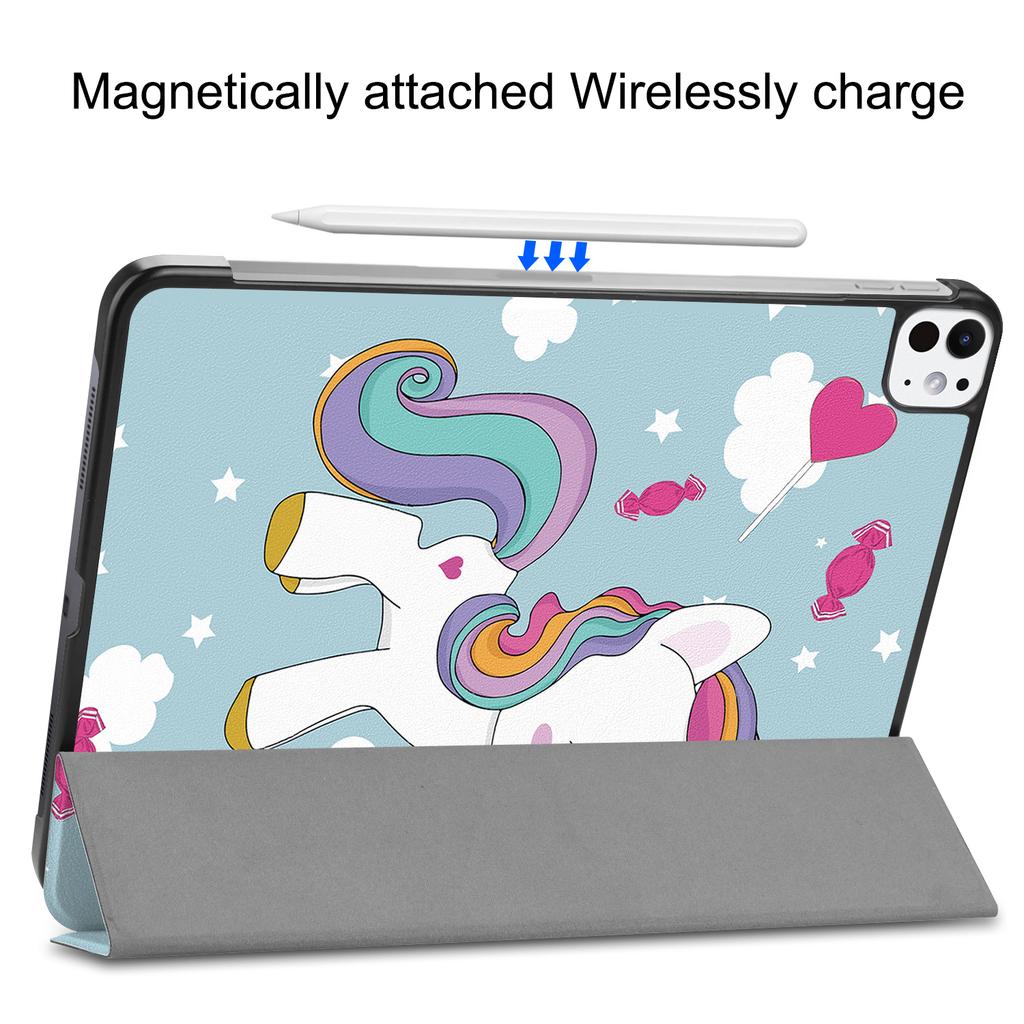 For iPad Pro 11 (2025)/11 (2024) Case Trifold Stand PU Leather Pattern Smart Tablet Cover