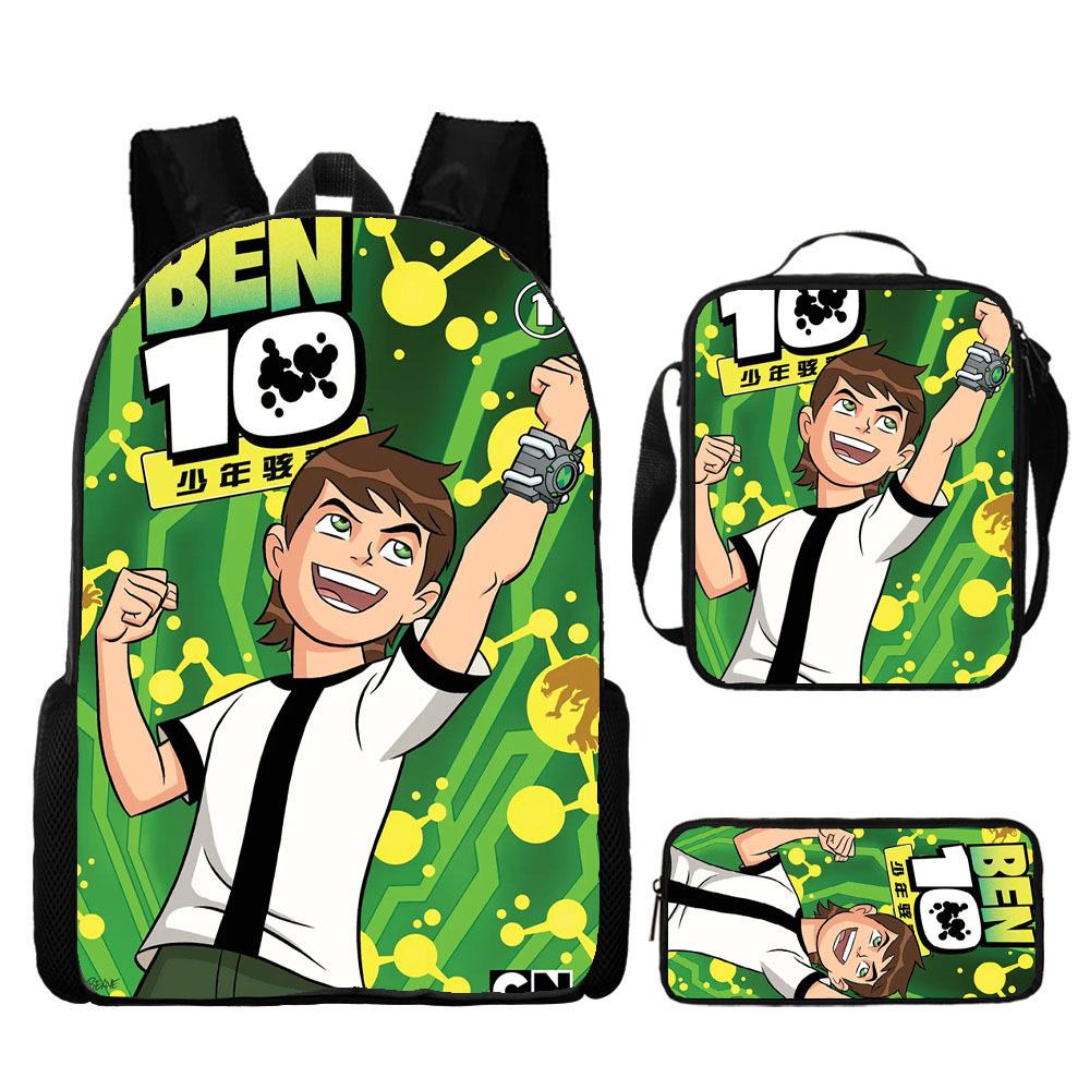 Less Hacker Backpack Ben 10 Student School Bag Anime Cartoon Backpack Lunch Bag Satchel Pencil Case
