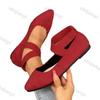 Fashion Large Size Women Shoes 2025 Spring Pointed Toe Cross Cross Tied Casual Shoes Vintage Comfortable Soft Sole Slip on Flats