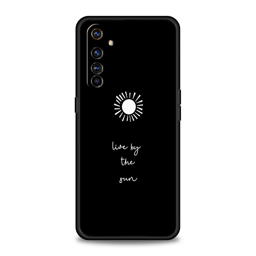 Case For Realme 12 11 10 9 8 5G 7 6 GT5 GT3 GT2 Pro Plus C21 C11 C25 C35 GT Neo 2 3 3T 5 Cover Black and White Love Sun Moon