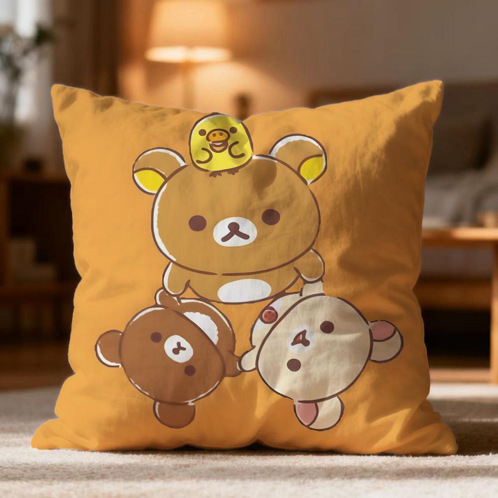 Fashion R-RRilakkuma Cushion Cover Soft Washable Pillow Case Multi-Scene for Couch Bed Travel Office Use