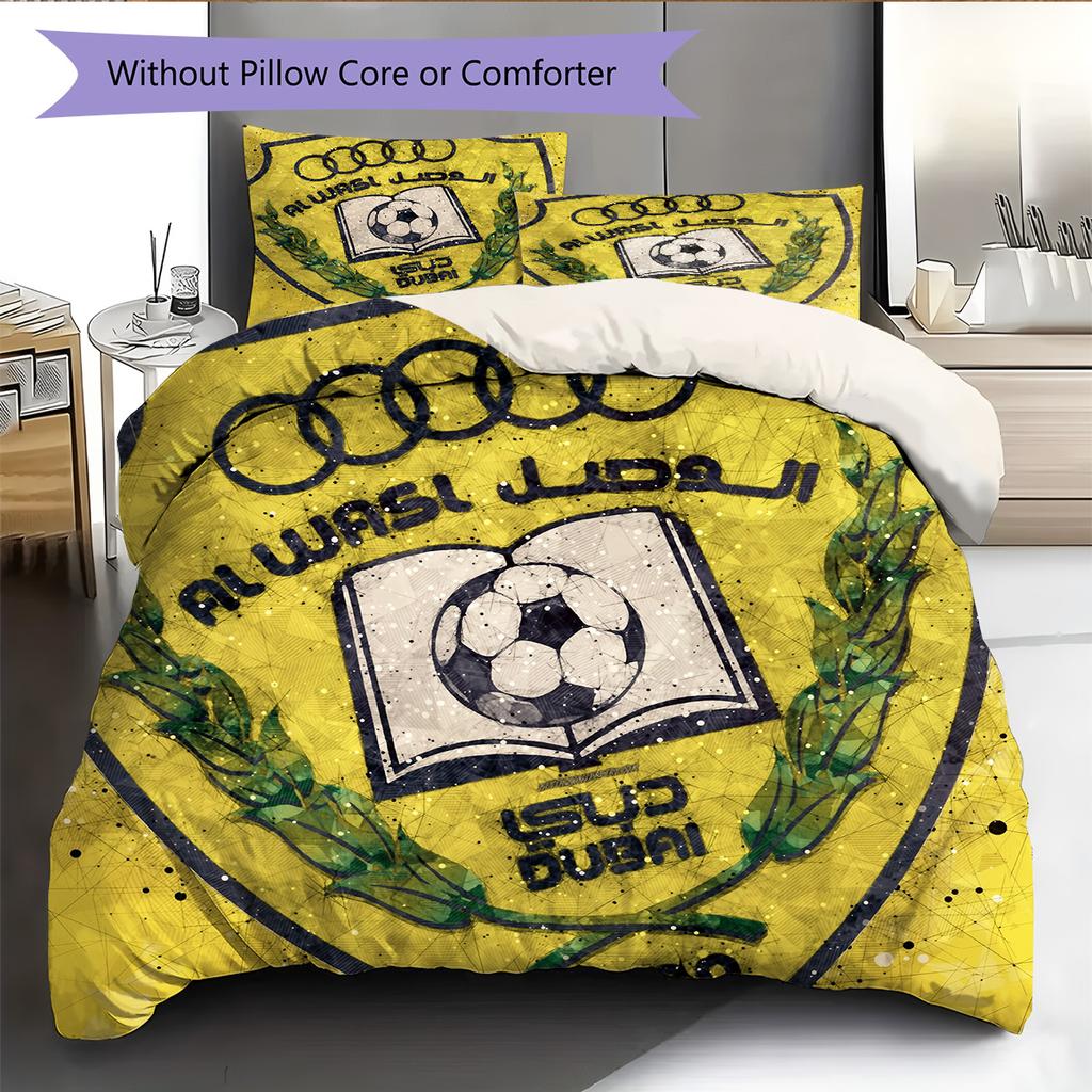 Al Wasl Football Club Pattern Bedding Quilt Set Home Decoration Gift (1 * duvet cover + 2 * pillowcase without core)