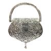 Damen Messing Metall Ethno Clutch Henkeltasche (Silber)