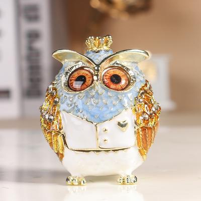Owl Jewelry Box, Mini Jewelry Storage Box, Portable Travel Earrings, Necklace and Ring Organizer, Alloy Jewelry Display Box