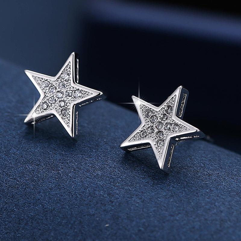 DE155  Delicacy Elegant 4A Zircon Five-Star Ear Stud GIRL'S Gift Party Banquet WOMEN'S Jewelry Earrings 2021