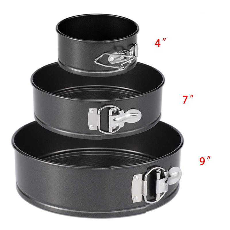 Round Non-stick Cake Pan Set - Removable Bottom, Latch Design, Carbon Steel, 3-Piece for Baking Pizza and More