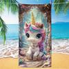 One Piece of an Oversized Unicorn Beach Towel Made from Soft Microfiber, Ideal for Travel. This Quick-Drying Pool Towel Is Sand