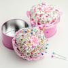 Scatola porta-spilli floreale rosa, Scatola di latta per accessori da cucito, Scatola per aghi e fili, Accessori da cucito, Organizzazione per il cucito