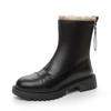 Fashion 4cm New 2024 Microfiber Women Ankle Motorcycle Boots Snow Motor Booties Footwear Winter Warm Fur Thick Plush Zipper Shoes