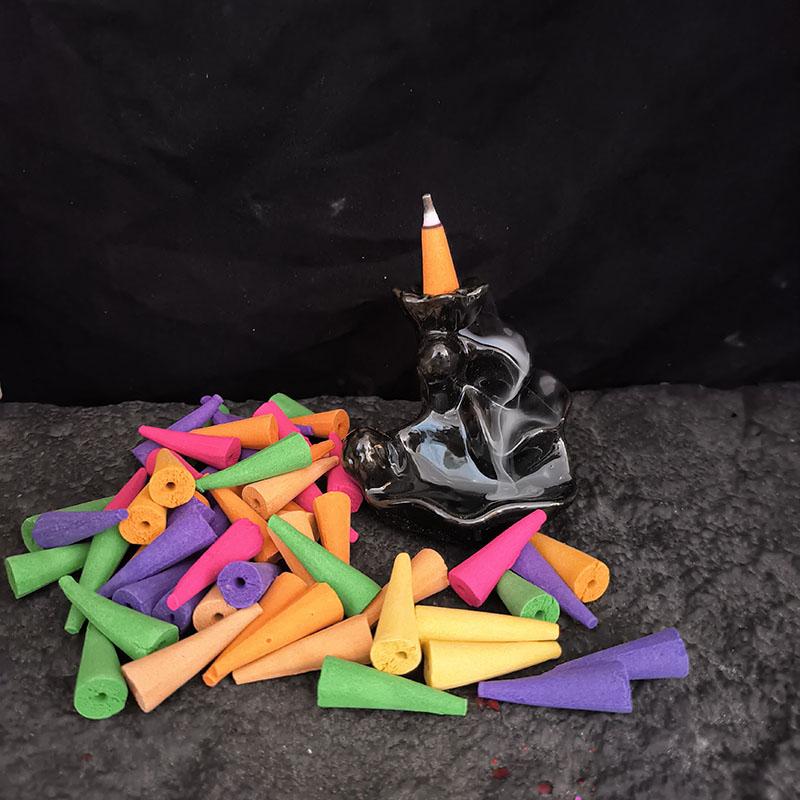 50 Pieces/lot Natural Backflow Incense Cones 25 minutes Extra Size Sandalwood Lavender Tower Incense Cones