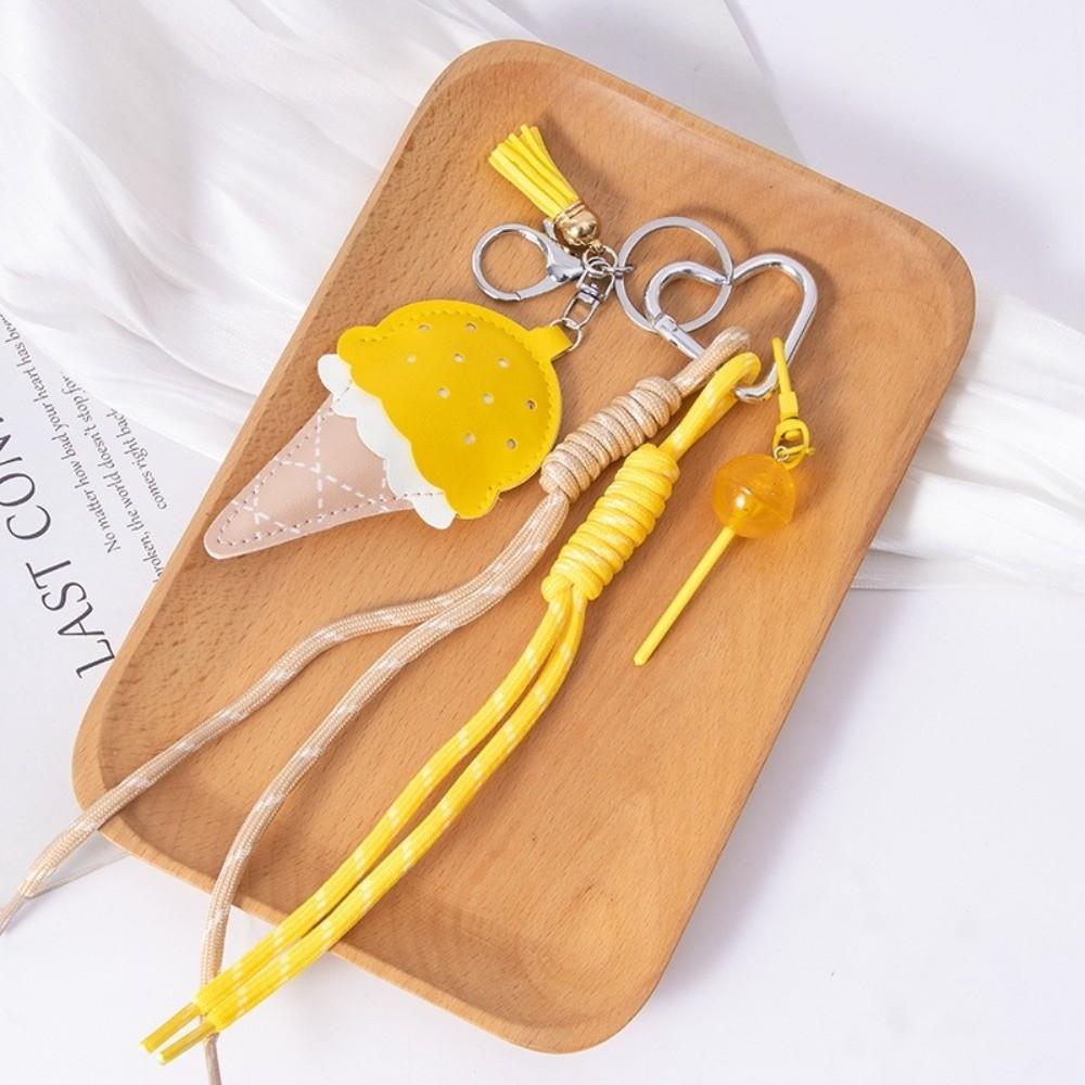 New Ice Cream Car Keychain Mini Lollipop Leather DIY Decoration Colorful Car Key Chains