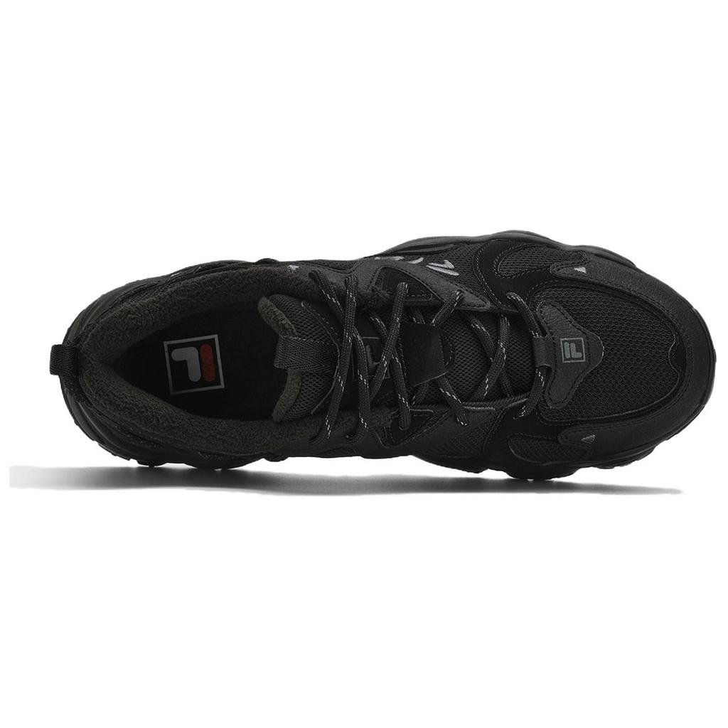 FILA Fluid 4 Cat Paw 4.0 Fabric Synthetic Leather Fleece Simple Versatile Comfortable Low-Top Dad Shoes Men sneaker Black F12M342133FBK
