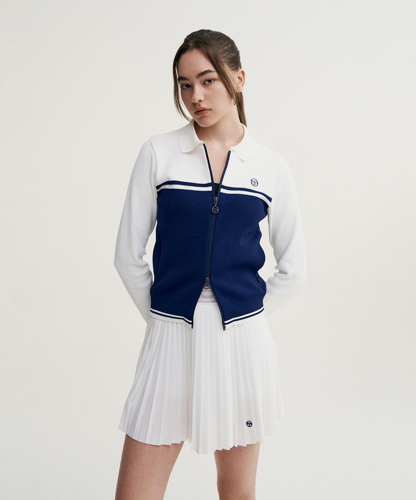 Sergio Tacchini W Goat Damarind Better Knit Zip-Up Cardigan (Navy)