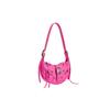 New JW PEI Artificial Leather Croissant Bag Biker Crossbody Bag Medium Size Unisex Bright Pink/Black/White 5S34