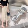 Super Fire Sandals Fashion Rhinester Line with Thick Heel Square Head Crystal Sandals Female Summer