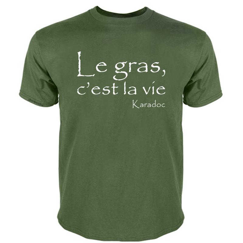 mens cotton tshirt summer man t-shirt Men'S Kaamelott Karadoc Le Gras C'Est La Vie Black Casual T Shirt brand top tees