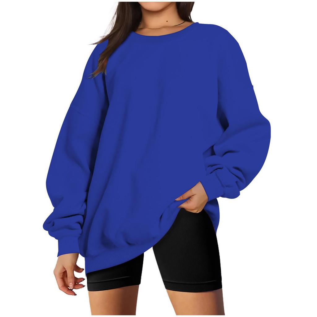2024 Autumn/Winter Women's Plus Velvet Casual Loose Round Neck Hoodie, European & American Style