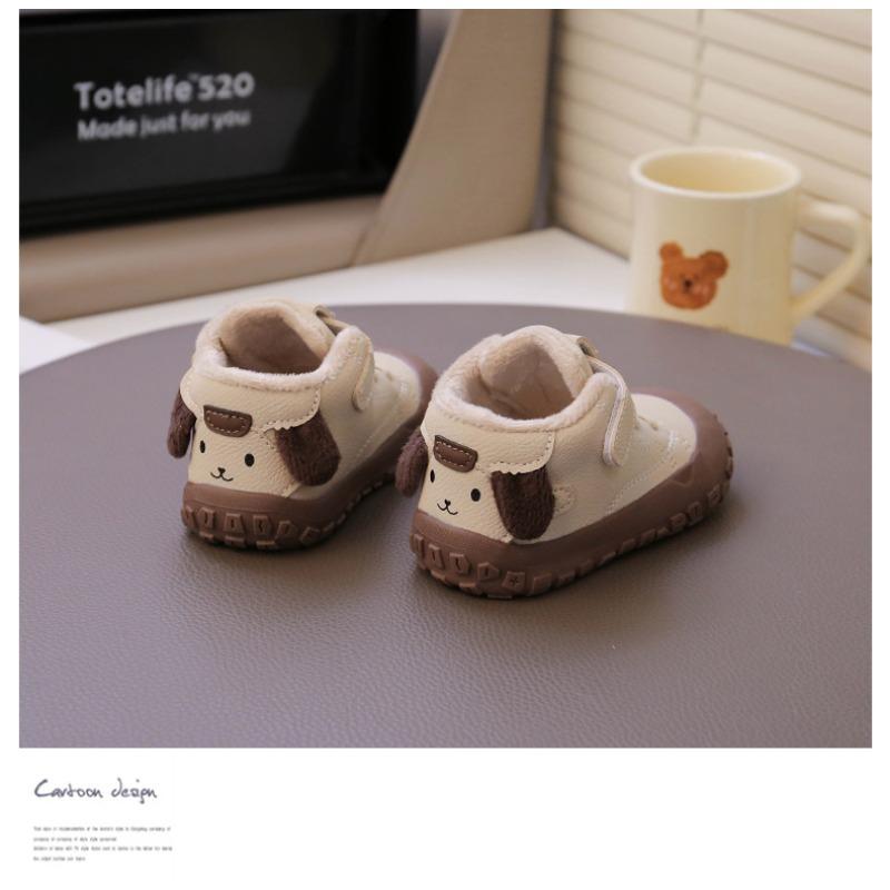 Baby Boys' Fleece-Lined Winter Shoes, Children's Warm Soft-Sole Anti-Slip Infant Footwear, Lightly Insulated Boys' Walking Shoes.