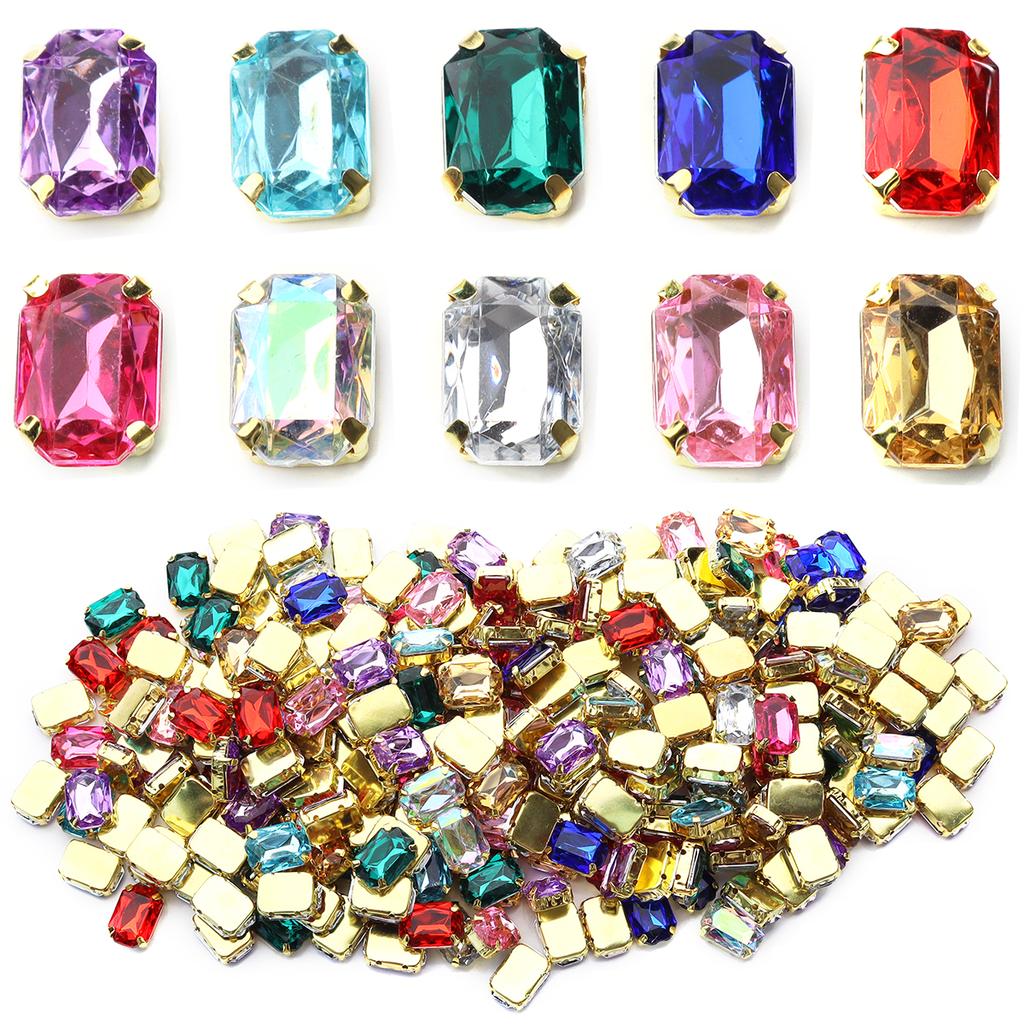 30Pcs Stainless Squar Rhinestone Gold Claw Beads Acrylic Four Hole Claw Beads For Wedding Dress Clothing Crafts Jewelry Findings