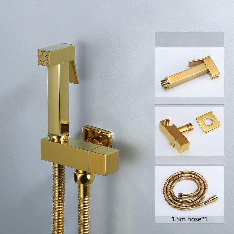 6 Finishes Pressurized Brass Bidet Shattaf Sprayer Complete Set Single Cold Water Wall Mount Handheld Spray Gun