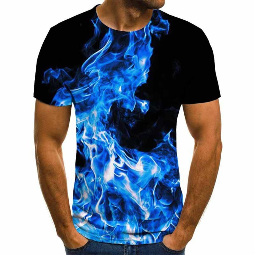 Comfortable T-Shirt Neck Short Sleeve 3D Clothes Cool Colorful Graphic Tee S