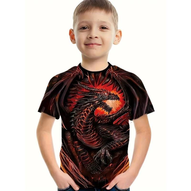 Kids T-Shirts Cool Dragon Series 3D Digital Printed T-shirt Summer Children's Short Sleeve Tee Shirt
