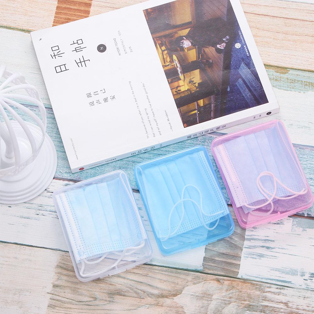Face Masks Portable Dustproof Container Transparent Storage Box Mask Storage Case Powder Puff Case