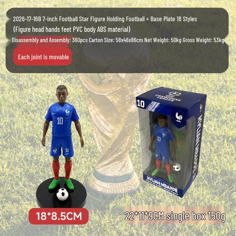 2026 World Cup Soccer Stars Figurines: CR7, Messi, Neymar, Mbappé Dolls