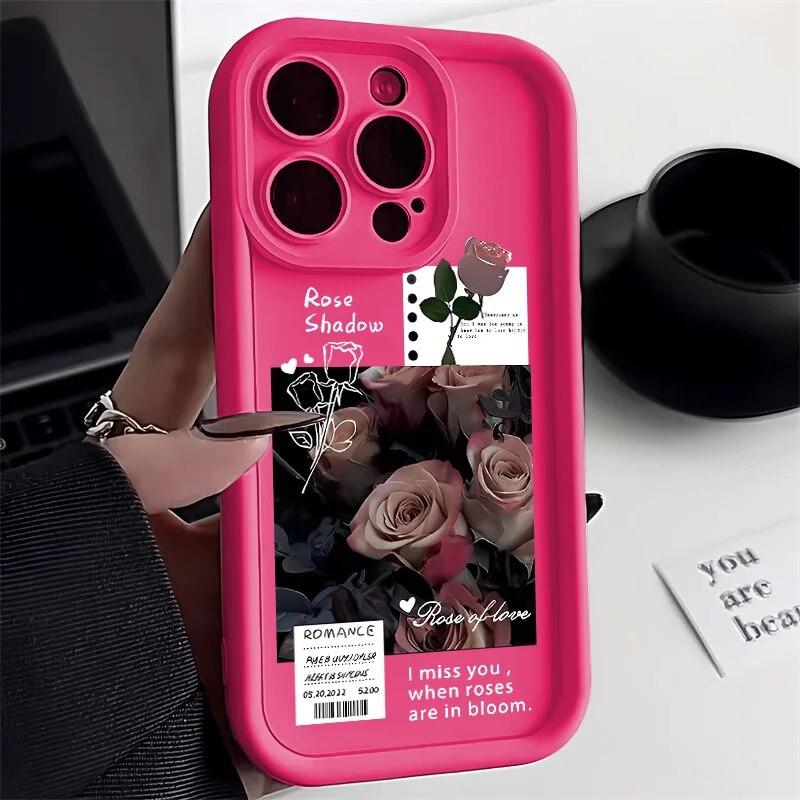 Ins Flower Phone Case For iPhone 11 Case iPhone 13 14 15 Pro 12 Pro Max 7 8 14 15 Plus XR XSMAX X XS SE Shockproof Cover Funda
