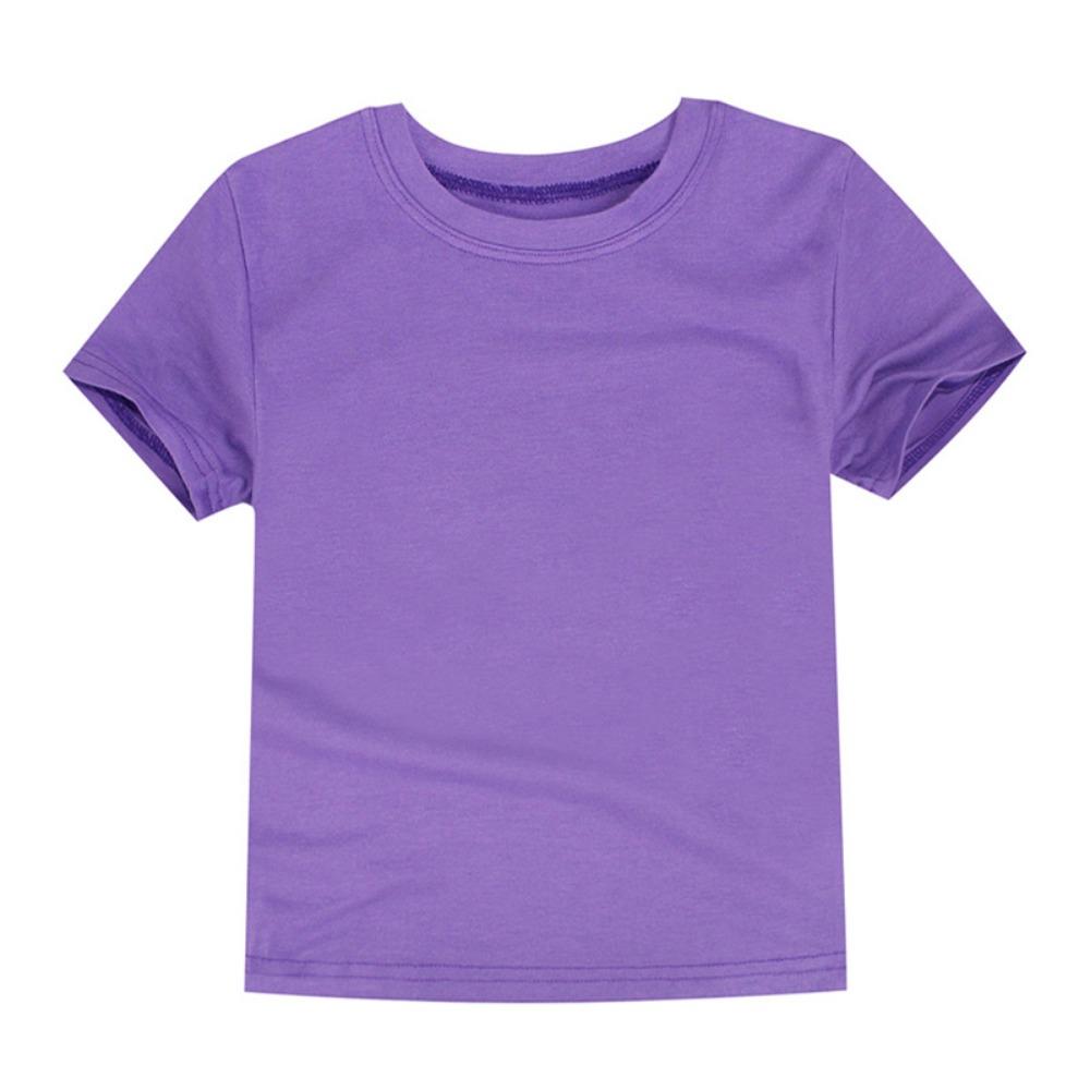 Sommer Kinder T-Shirts Einfarbig Baumwolle Kurzarm Oberteil Jungen und Mädchen Freizeit T-Shirts Lila Kleinkind Kleidung Unisex Einfache T-Shirts Weiß