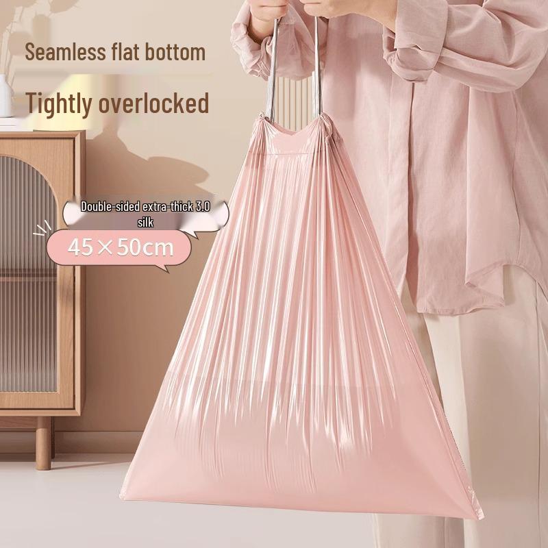 Ice Berry Pink Drawstring Garbage Bags - Thick, Handheld for Dorms & Homes