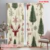 2pcs,2D Plane Printing Curtains Christmas Trees Snowflakes Reindeer Polyester Easy Install (without Rod) All Seasons Ldeal for