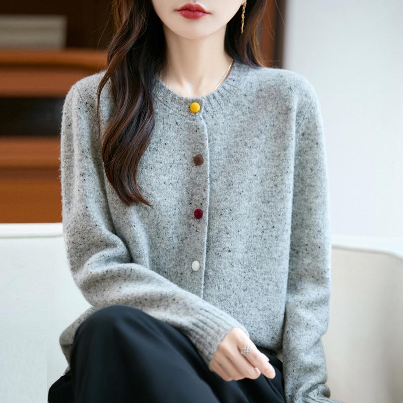 QingHe Cashmere Women's 30% Cashmere Cardigan - Soft & Warm Wool Blend Sweater