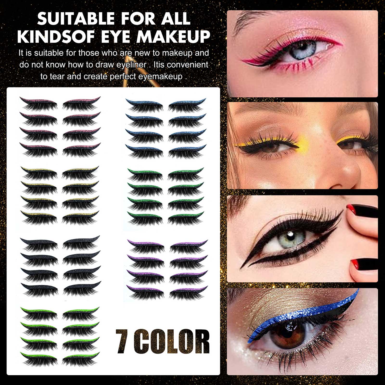

4 Pairs Eyeliner Eyelash Patch Universal Type Cosmetics Lastics Eyeliner Eyelash Patch чёрный