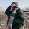 Plaid Scarf Men's Winter Korean Style Versatile Student Long Neck Warmer Birthday Gift for Boyfriend