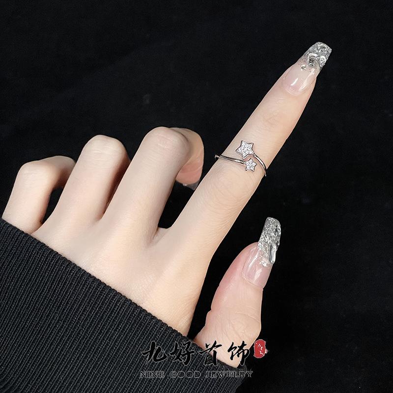 Diamond Zir*****Pening Simple Niche Design Cold Wind Light Luxury High Sense Ring Women