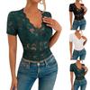 T Shirts For Women Pleated V-Neck Dressy Casual Blouses Printing Short Sleeve Summer Tops Loose Fit