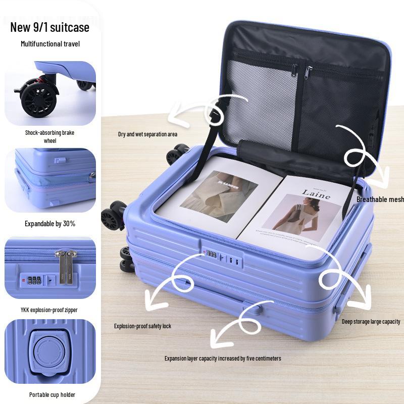 Expandable 20-Inch Rolling Suitcase for Women and Men: Large-Capacity, Three-Piece Set with Side-Opening Design, Perfect for Travel.